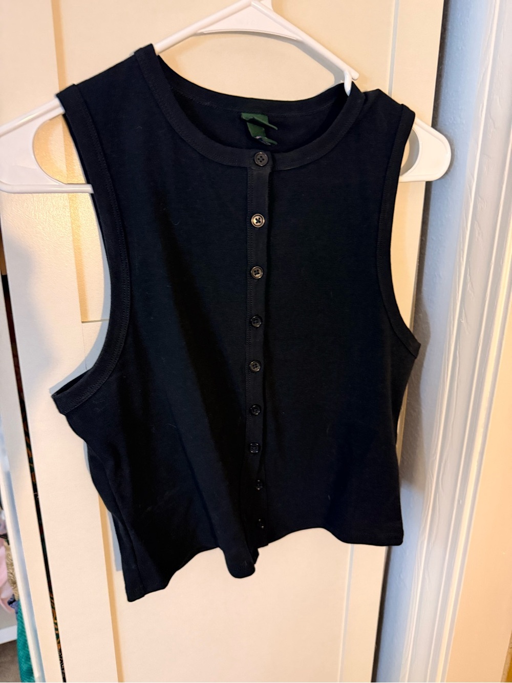 wild fable Black Button-Front Ribbed Tank